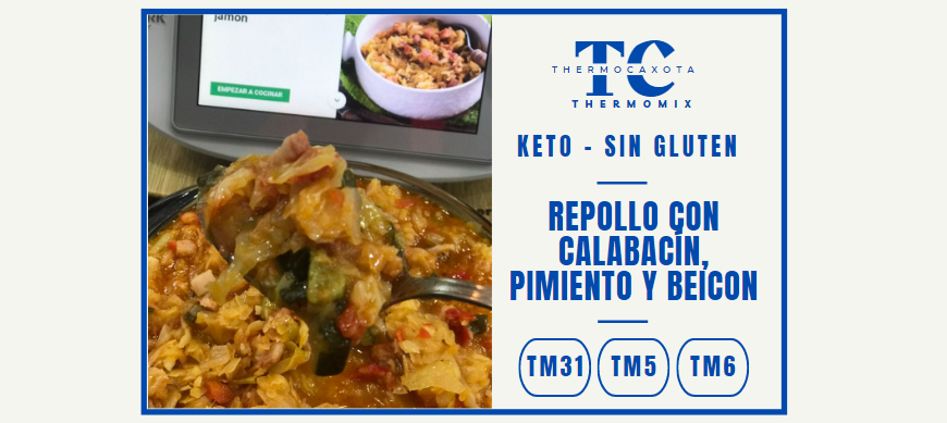 Repollo con calabacín, pimiento y jamón - Recetas Keto / Sin gluten con Thermomix® 