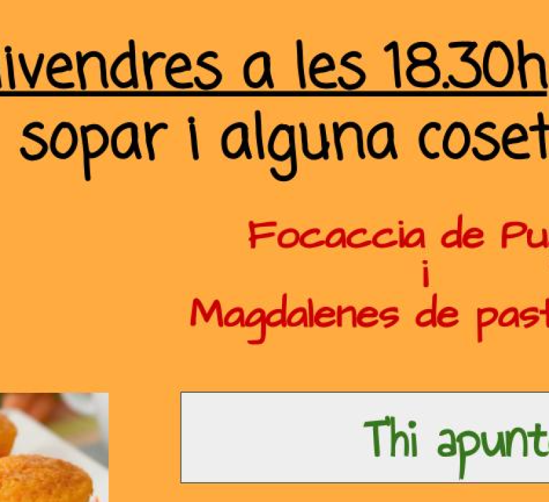 Cuinem junts: focaccia de Puglia i magdalenes de pastanaga