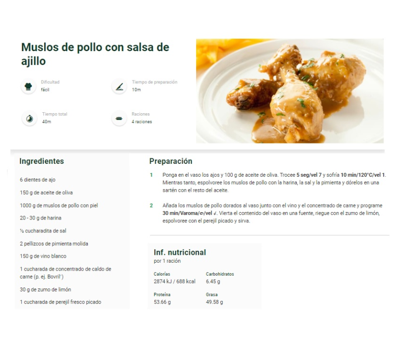 Cocinar muslitos de pollo en Thermomix®