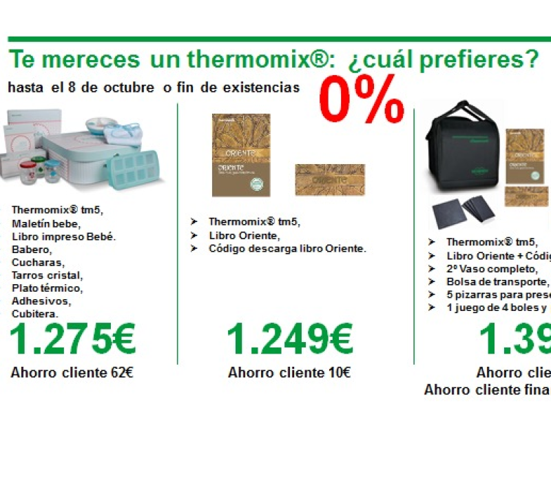 TU Thermomix® SIN INTERESES. CORRE QUE VUELAN!!! HASTA 22 DE OCTUBRE O FIN DE EXISTENCIAS