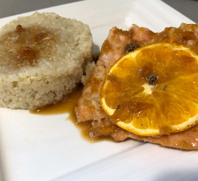 Salmón a la naranja y cuscús de coliflor con Thermomix®