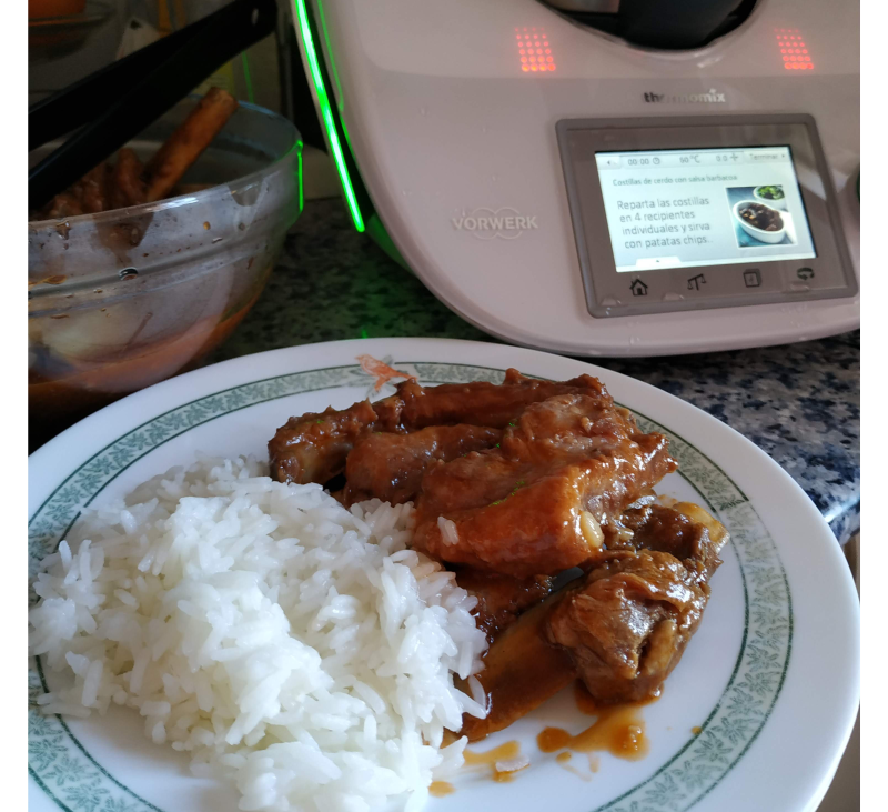 Costillas bbq con arroz