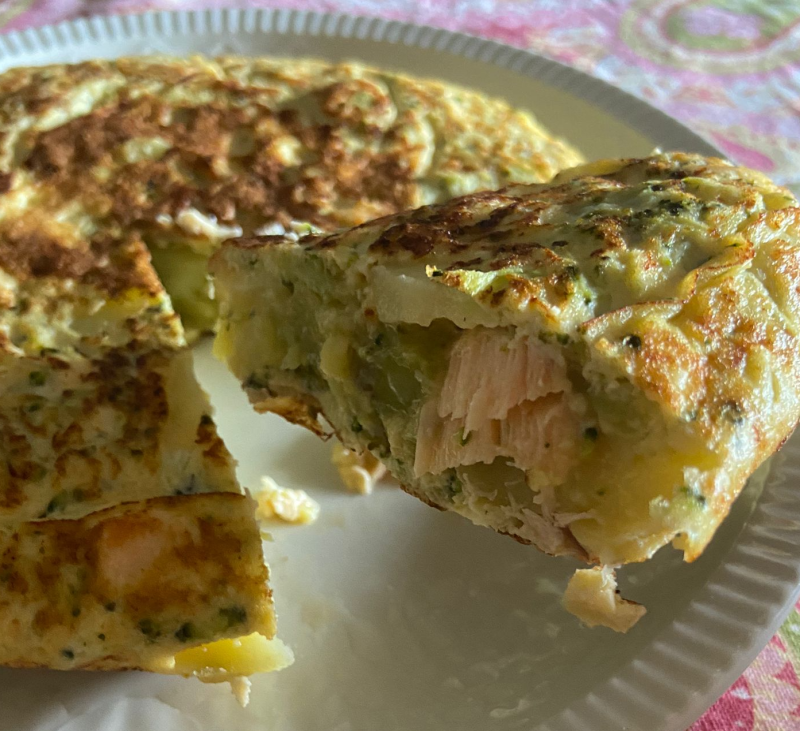 TORTILLA DE SALMÓN Y BRÓCOLI CON Thermomix®